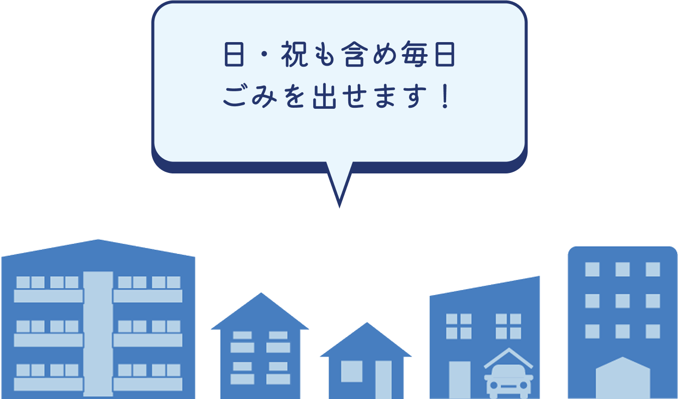 日・祝も含め毎日ごみを出せます!